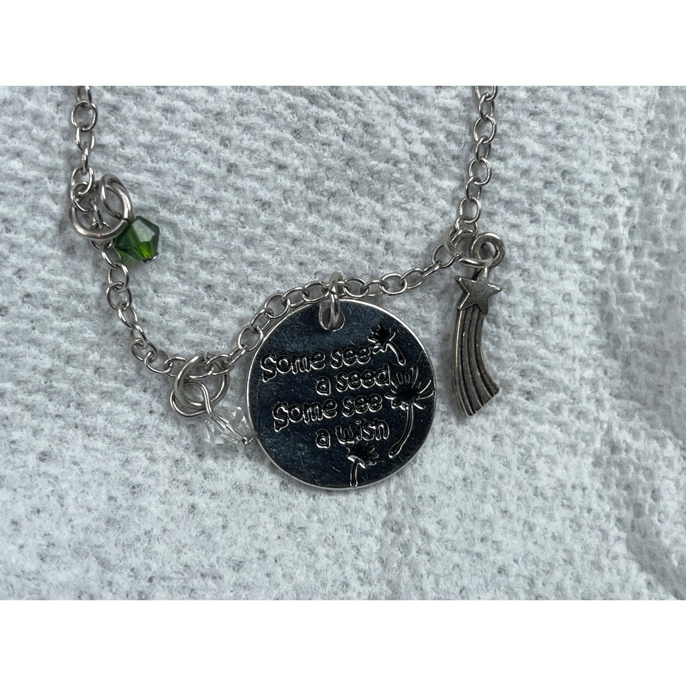Silver Tone Inspirational Dandelion Wish Shooting Star Charm Necklace